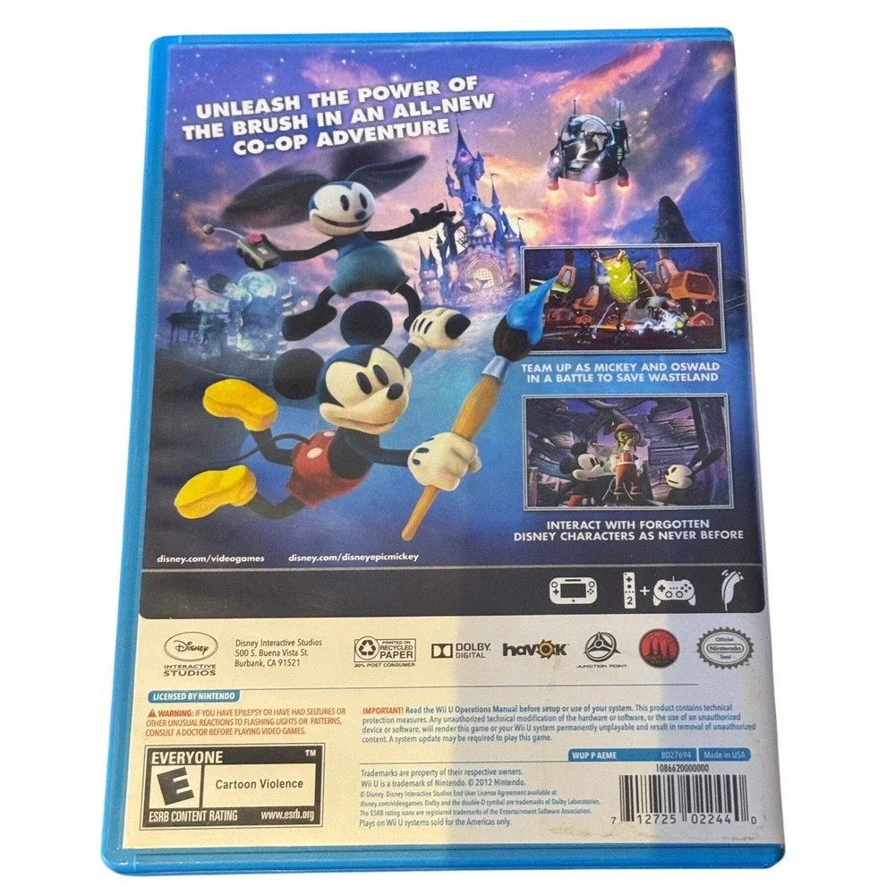 Disney Epic Mickey 2 The Power of Two Nintendo Wii U Video Game 2012 Action